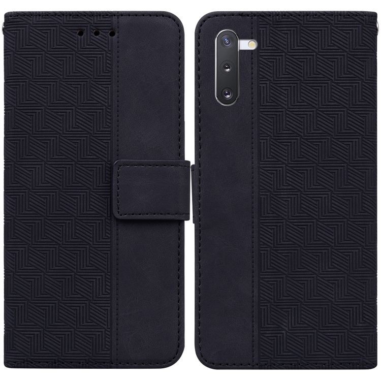 

For Samsung Galaxy Note10 Geometric Embossed Leather Phone Case(Black)
