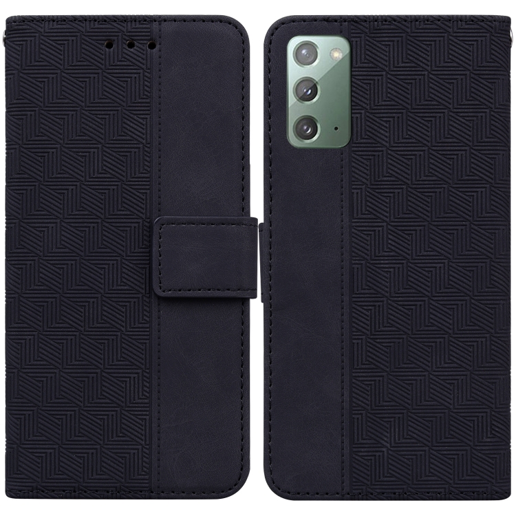 

For Samsung Galaxy Note20 Geometric Embossed Leather Phone Case(Black)