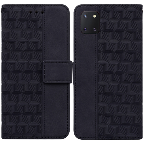 

For Samsung Galaxy Note10 Lite / A81 Geometric Embossed Leather Phone Case(Black)