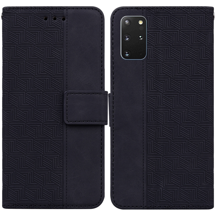 

For Samsung Galaxy S20+ Geometric Embossed Leather Phone Case(Black)