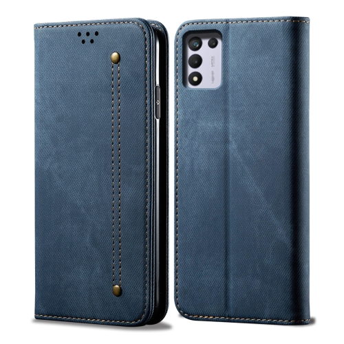 

For OPPO Realme Q3T / K9S / Realme Q3s Denim Texture Casual Style Leather Phone Case(Blue)