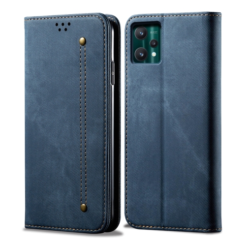 

For OPPO Realme 9 Pro+ Denim Texture Casual Style Leather Phone Case(Blue)
