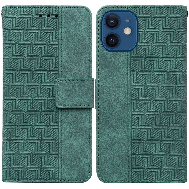 

Geometric Embossed Leather Phone Case For iPhone 12 / 12 Pro(Green)