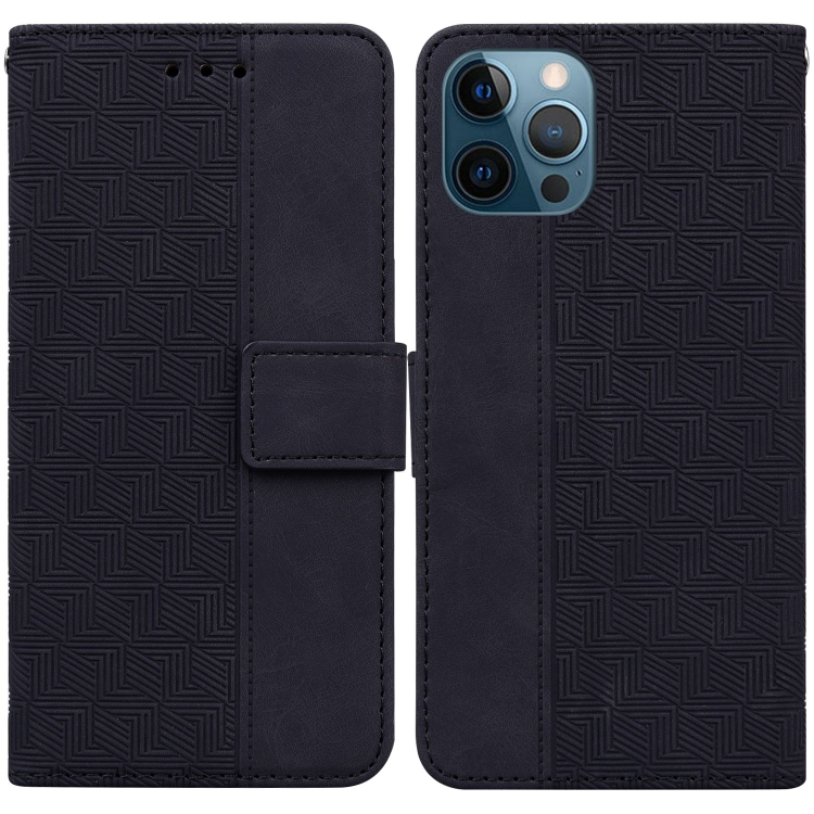 

Geometric Embossed Leather Phone Case For iPhone 12 Pro Max(Black)