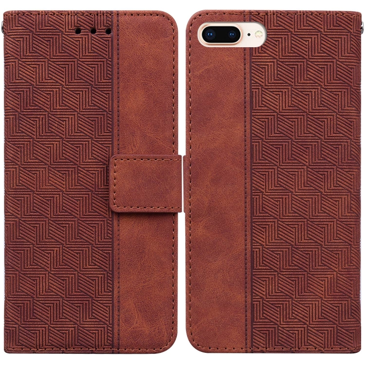 

Geometric Embossed Leather Phone Case For iPhone 8 Plus / 7 Plus(Brown)