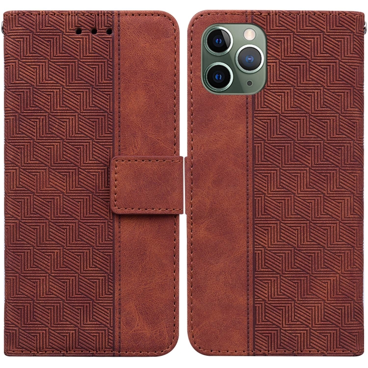 

Geometric Embossed Leather Phone Case For iPhone 11 Pro Max(Brown)