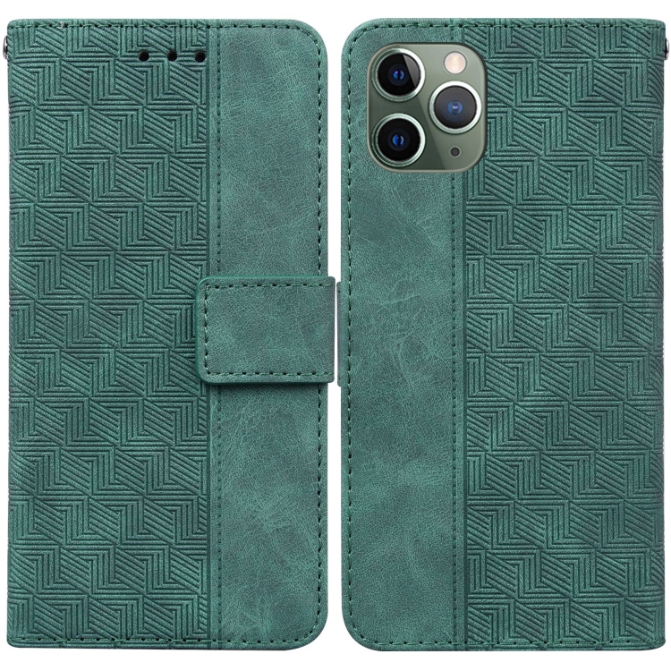 

Geometric Embossed Leather Phone Case For iPhone 11 Pro Max(Green)