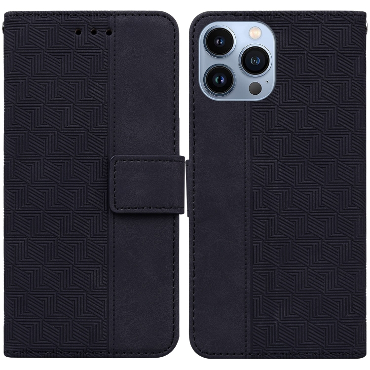 

Geometric Embossed Leather Phone Case For iPhone 13 Pro Max(Black)
