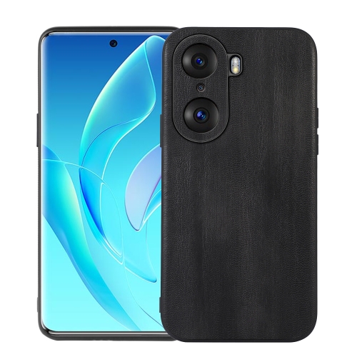 

For Honor 60 Pro Yellow Cow Texture PU Phone Case(Black)