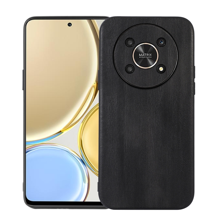 

For Honor X30 Yellow Cow Texture PU Phone Case(Black)