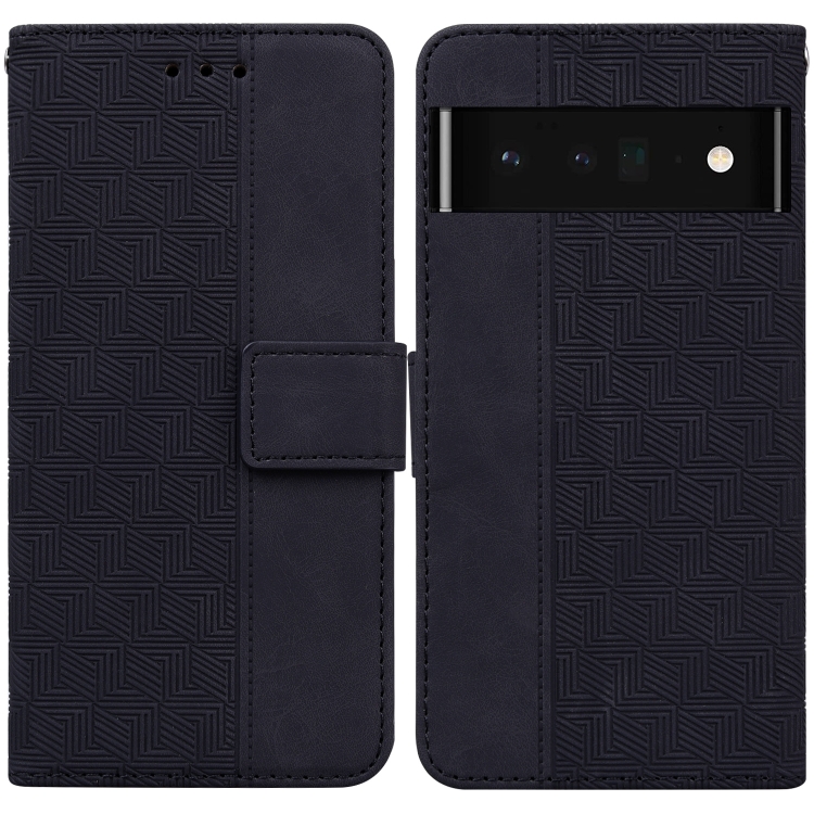 

For Google Pixel 6 Pro Geometric Embossed Leather Phone Case(Black)