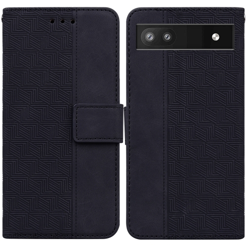 

For Google Pixel 6a Geometric Embossed Leather Phone Case(Black)