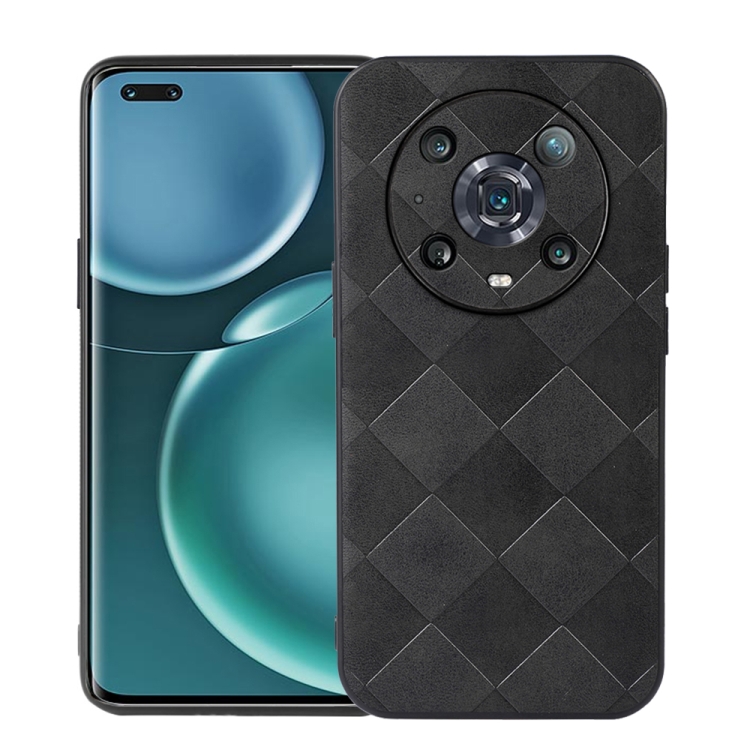 

For Honor Magic4 Pro Weave Plaid PU Phone Case(Black)