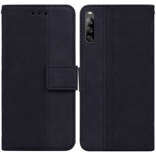 

For Sony Xperia L4 Geometric Embossed Leather Phone Case(Black)