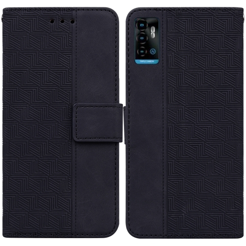 

For ZTE Blade A72 / V40 Vita Geometric Embossed Leather Phone Case(Black)