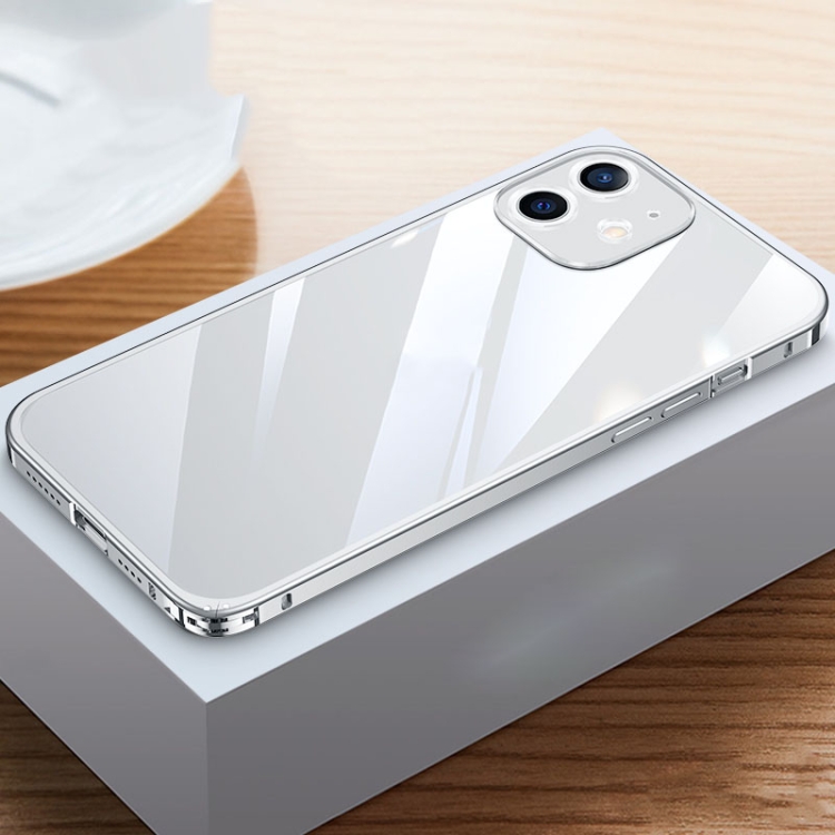 

Metal Frame HD Transparent Phone Case For iPhone 12(Silver)