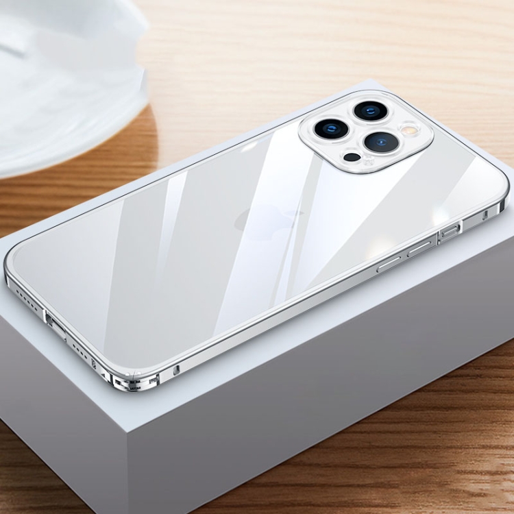 

Metal Frame HD Transparent Phone Case For iPhone 13 Pro(Silver)