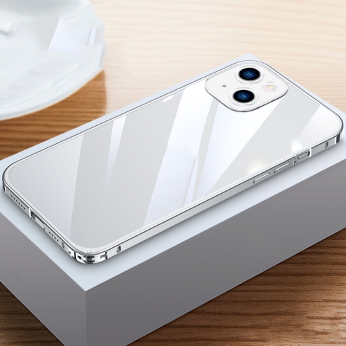 

Metal Frame HD Transparent Phone Case For iPhone 13(Silver)