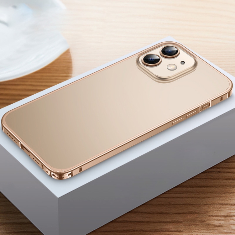 

Frosted Phone Case with Lens Protection For iPhone 12(Gold)