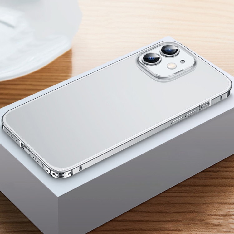 

Frosted Phone Case with Lens Protection For iPhone 12(Silver)