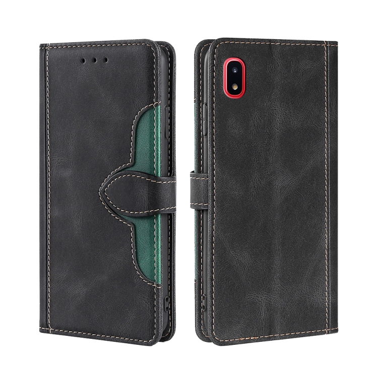 

For Samsung Galaxy A20 / A21 JP Version Skin Feel Straw Hat Magnetic Buckle Leather Phone Case(Black)