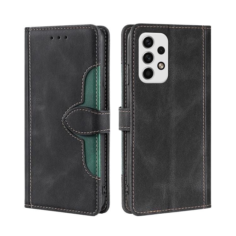 

For Samsung Galaxy A23 5G Skin Feel Straw Hat Magnetic Buckle Leather Phone Case(Black)