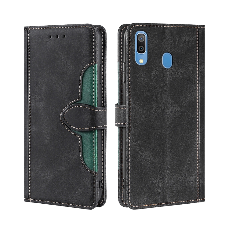 

For Samsung Galaxy A30 JP Version Skin Feel Straw Hat Magnetic Buckle Leather Phone Case(Black)