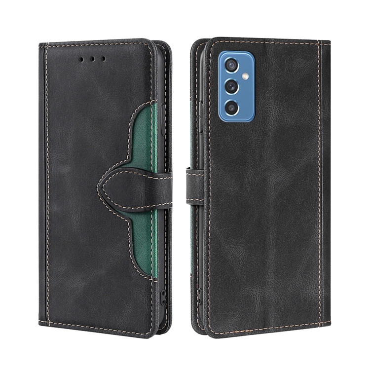 

For Samsung Galaxy M52 5G Skin Feel Straw Hat Magnetic Buckle Leather Phone Case(Black)