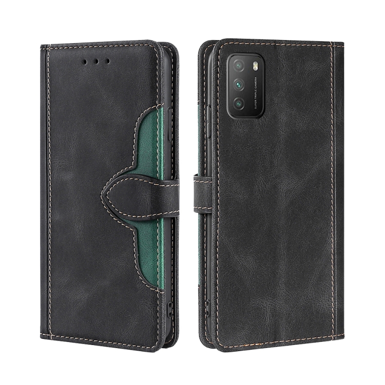 

For Xiaomi Poco M3 Skin Feel Straw Hat Magnetic Buckle Leather Phone Case(Black)