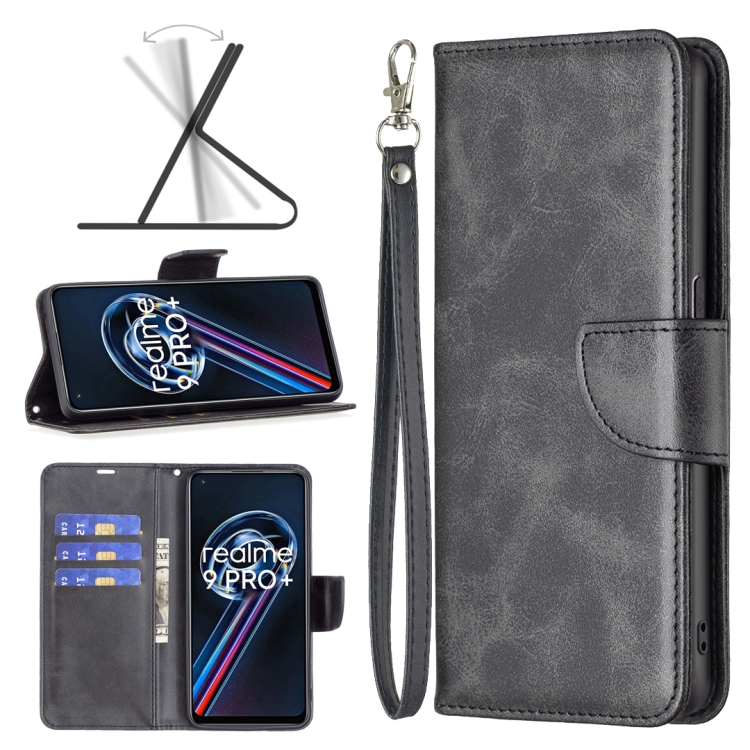 

For OPPO Realme 9 Pro+ Retro Lambskin Texture Leather Phone Case(Black)