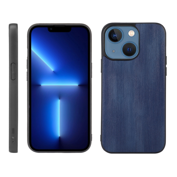 

Yellow Cow Texture PU Phone Case For iPhone 13 mini(Blue)