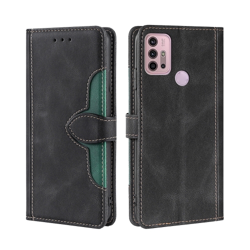 

For Motorola Moto G30 Skin Feel Straw Hat Magnetic Buckle Leather Phone Case(Black)
