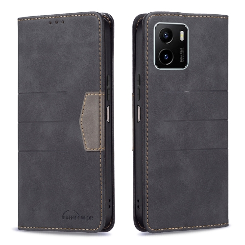 

For vivo Y15s Magnetic Splicing Leather Phone Case(Black)