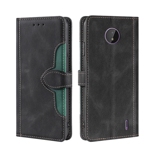 

For Nokia C10 / C20 Skin Feel Straw Hat Magnetic Buckle Leather Phone Case(Black)