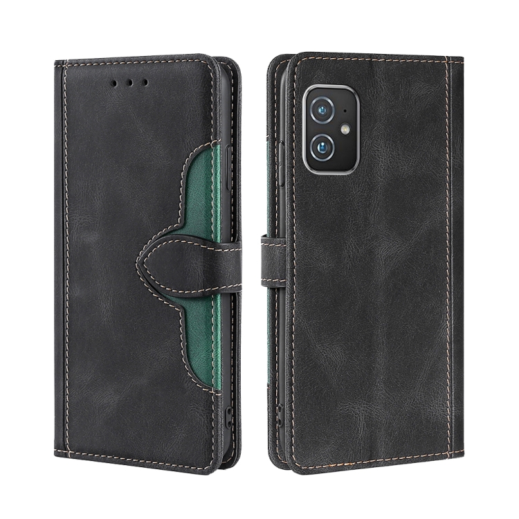 

For Asus ZenFone8 ZS590KS Skin Feel Straw Hat Magnetic Buckle Leather Phone Case(Black)