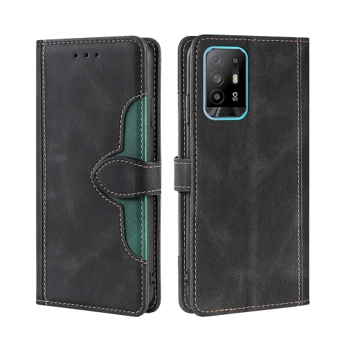 

For OPPO A94 5G / F19 Pro+ / Reno 5Z Skin Feel Straw Hat Magnetic Buckle Leather Phone Case(Black)