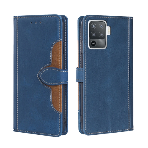 

For OPPO F19 Pro / A94 4G / Reno5 F Skin Feel Straw Hat Magnetic Buckle Leather Phone Case(Blue)