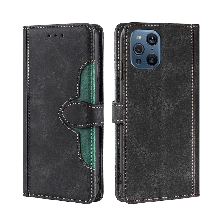 

For OPPO Find X3 / X3 Pro Skin Feel Straw Hat Magnetic Buckle Leather Phone Case(Black)