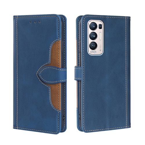 

For OPPO Reno5 Pro+ 5G / Find X3 Neo Skin Feel Straw Hat Magnetic Buckle Leather Phone Case(Blue)