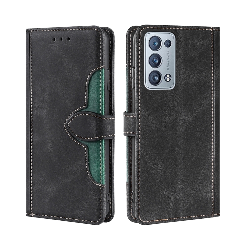 

For OPPO Reno6 Pro+ Skin Feel Straw Hat Magnetic Buckle Leather Phone Case(Black)