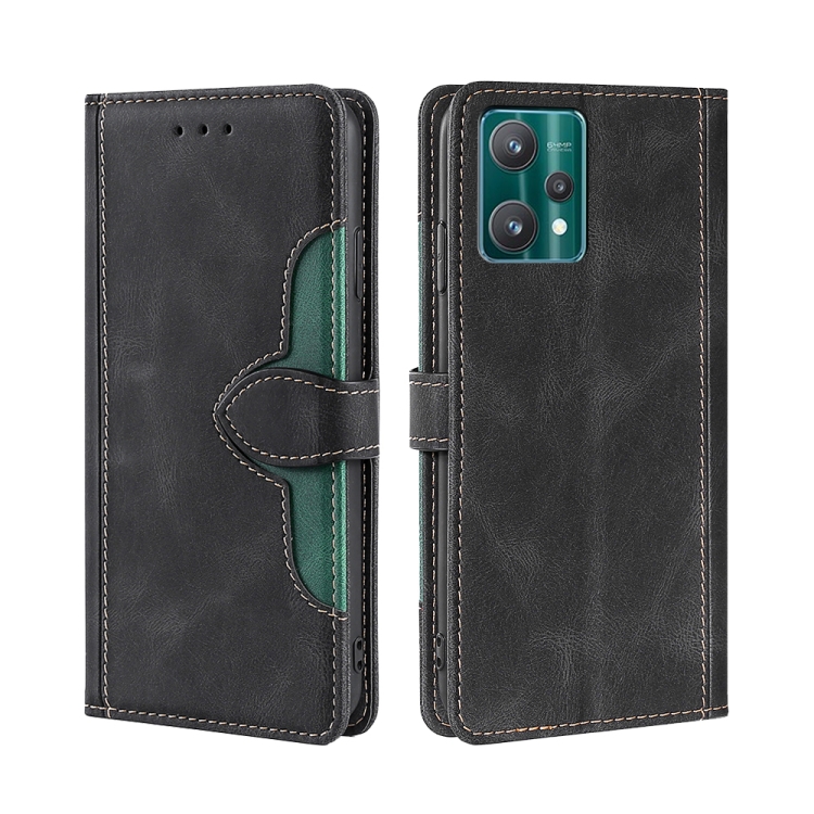 

For OPPO Realme 9 Pro Skin Feel Straw Hat Magnetic Buckle Leather Phone Case(Black)