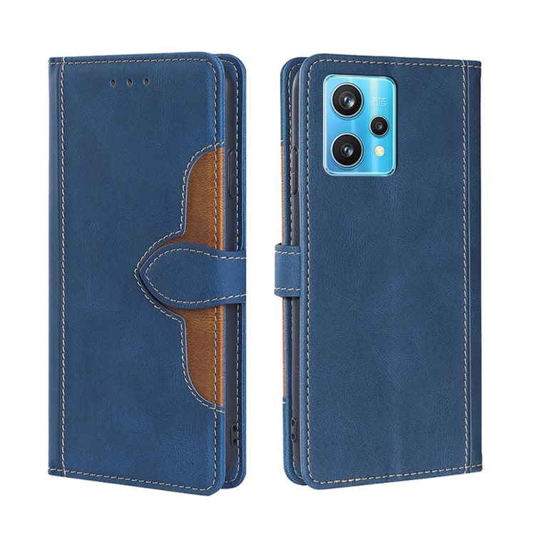 

For OPPO Realme 9 Pro+ Skin Feel Straw Hat Magnetic Buckle Leather Phone Case(Blue)