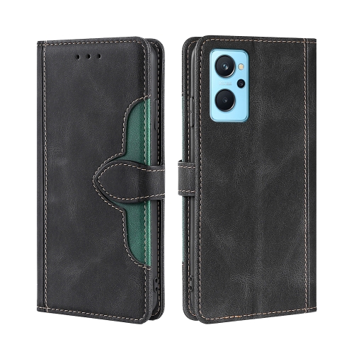 

For OPPO Realme 9i Skin Feel Straw Hat Magnetic Buckle Leather Phone Case(Black)