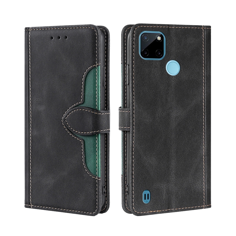 

For OPPO Realme C21Y Skin Feel Straw Hat Magnetic Buckle Leather Phone Case(Black)