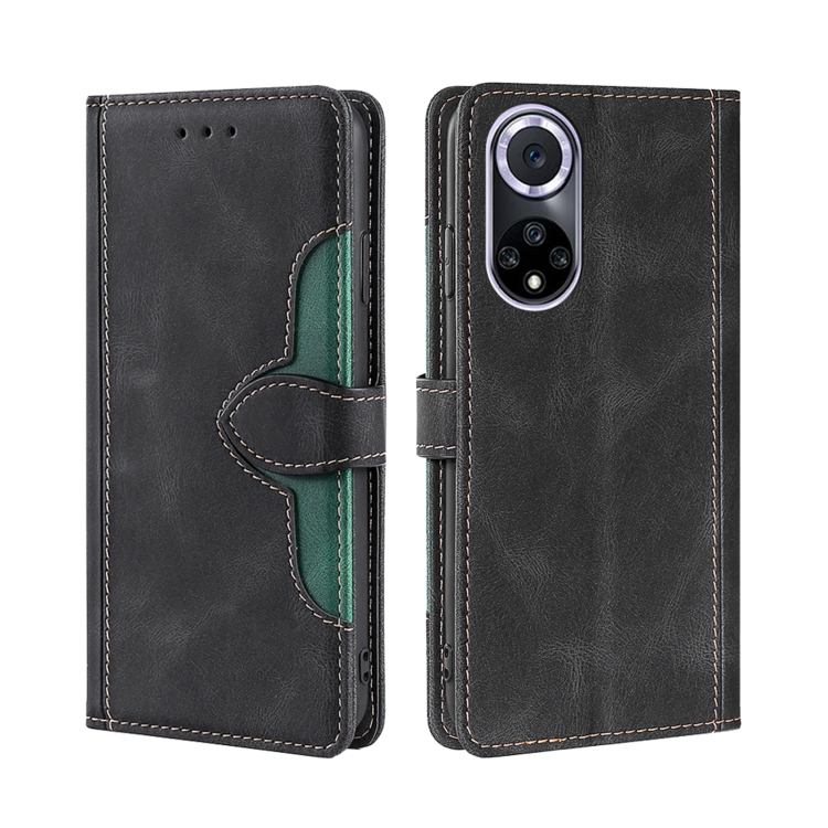 

For Huawei nova 9 Skin Feel Straw Hat Magnetic Buckle Leather Phone Case(Black)