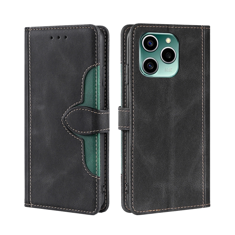

For Honor 60 SE Skin Feel Straw Hat Magnetic Buckle Leather Phone Case(Black)