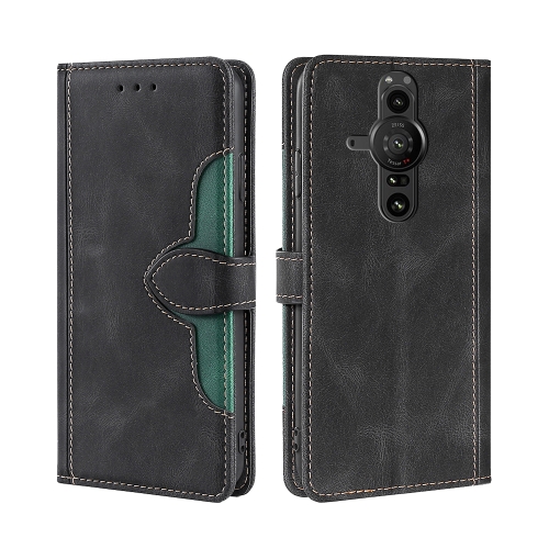 

For Sony Xperia Pro I Skin Feel Straw Hat Magnetic Buckle Leather Phone Case(Black)