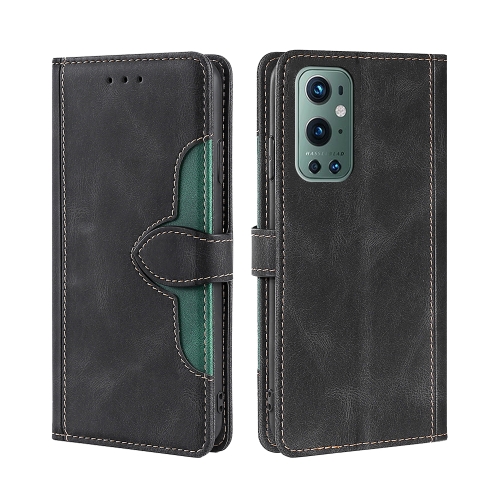 

For OnePlus 9 Pro Skin Feel Straw Hat Magnetic Buckle Leather Phone Case(Black)