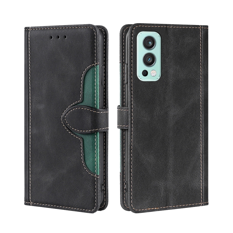

For OnePlus Nord 2 5G Skin Feel Straw Hat Magnetic Buckle Leather Phone Case(Black)