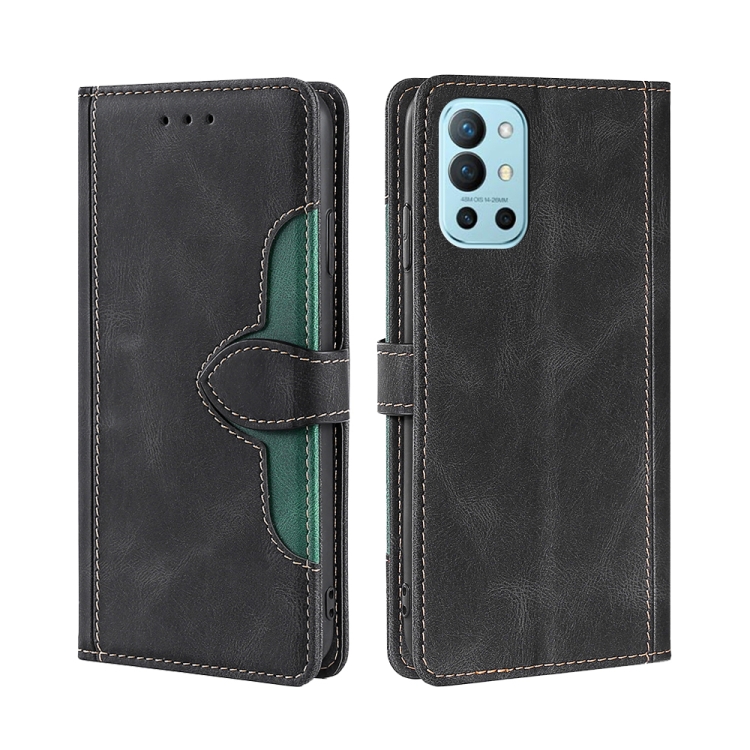 

For OnePlus 9R Skin Feel Straw Hat Magnetic Buckle Leather Phone Case(Black)